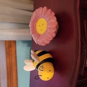 Salt & Pepper Shakers Bee and Flower